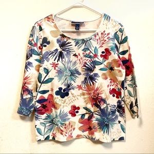 Karen Scott | Floral Top | size Medium